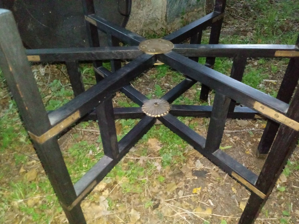 HUGE COPPER BRASS PLANTER POT STAND HANDLES INSERT COFFEE TABLE BASE
