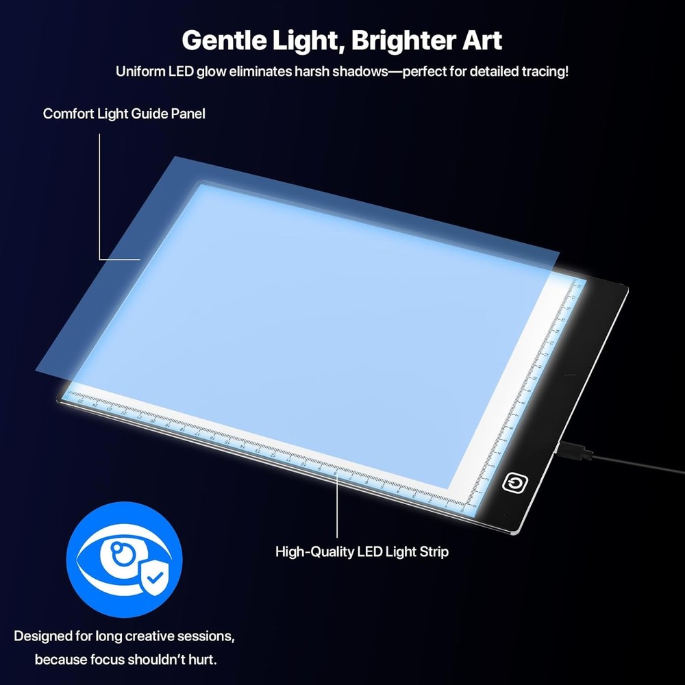 A4 LED Light Box for Tracing and Drawing Ultra Thin Adjustable Light Table