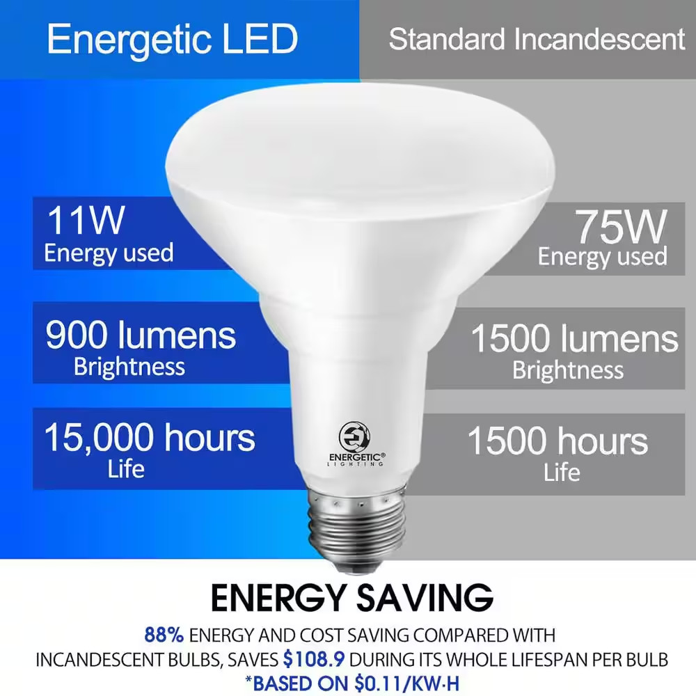 85-Watt Equivalent BR30 Daylight (5000K) Dimmable LED Light Bulb 900 Lumens (12-