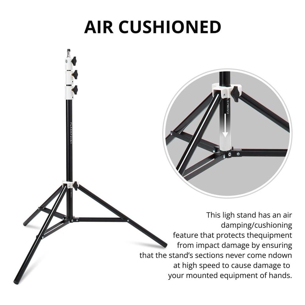 Flashpoint Pro Heavy-Duty Air-Cushioned Light Stand (White, 7.2')