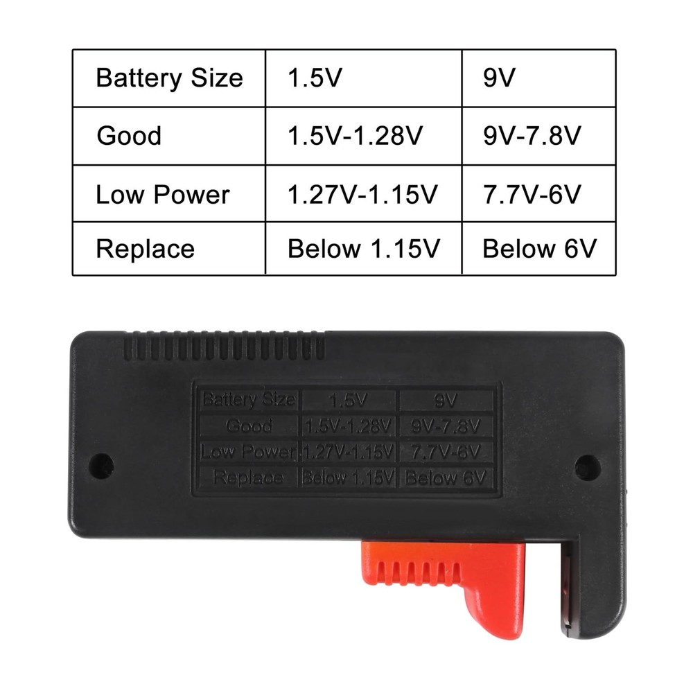 UMLIFE 4PACK Battery Tester, Universal Checker Small black