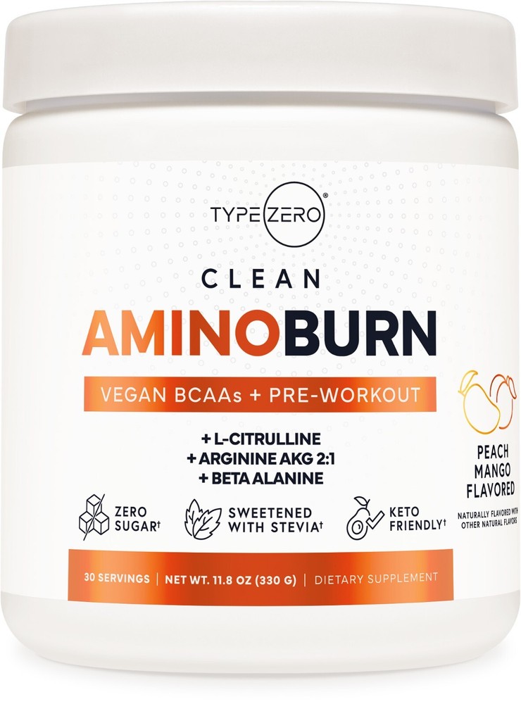 Type Zero AminoBurn - Natural Pre Workout + BCAA (Peach Mango | 30serv)