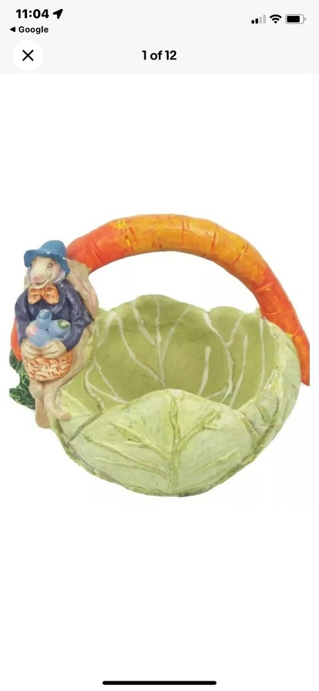 Dept 56 Easter Cabbage Carrot Basket Dish Figurine Bunny Rabbit Candy Festive