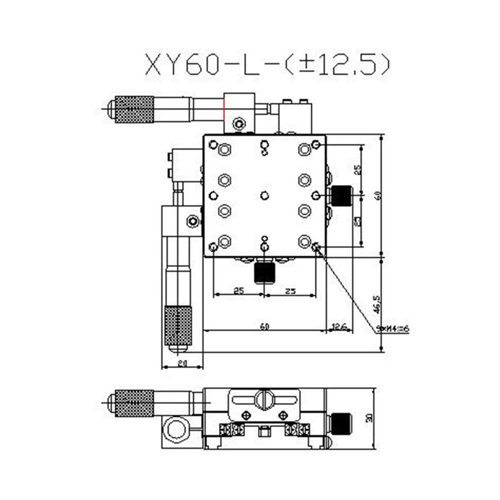XY Axis Trimming Station Displacement Platform Linear Stage Sliding Table 60mm