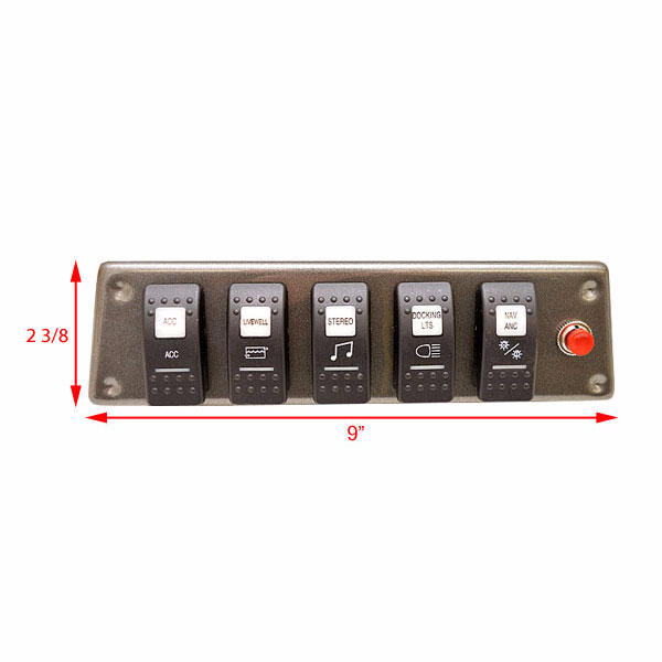Godfrey Boat Switch Panel | 9 x 2 1/2 Inch Charcoal Gray