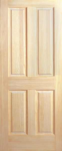 4 Panel Raised Panels Clear Pine Stain Grade Solid Core Interior Wood Doors 6'8"