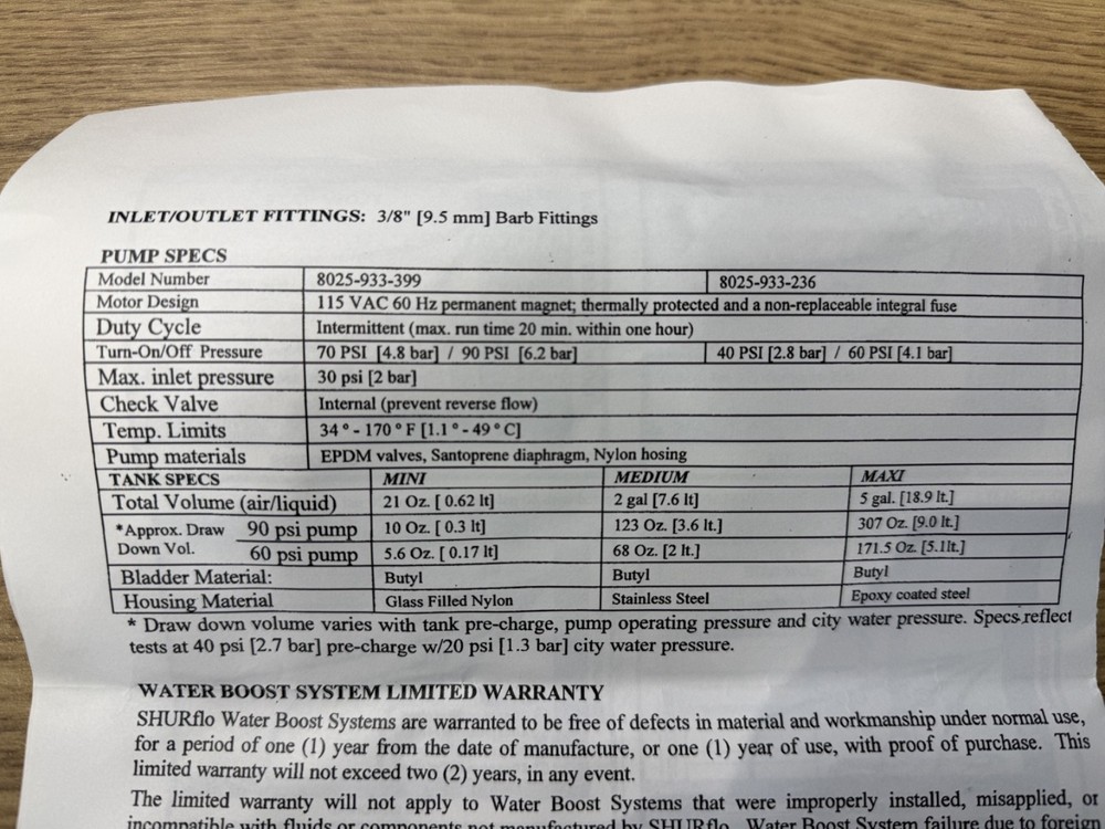 SHURFLO® MINI WATER BOOST SYSTEM