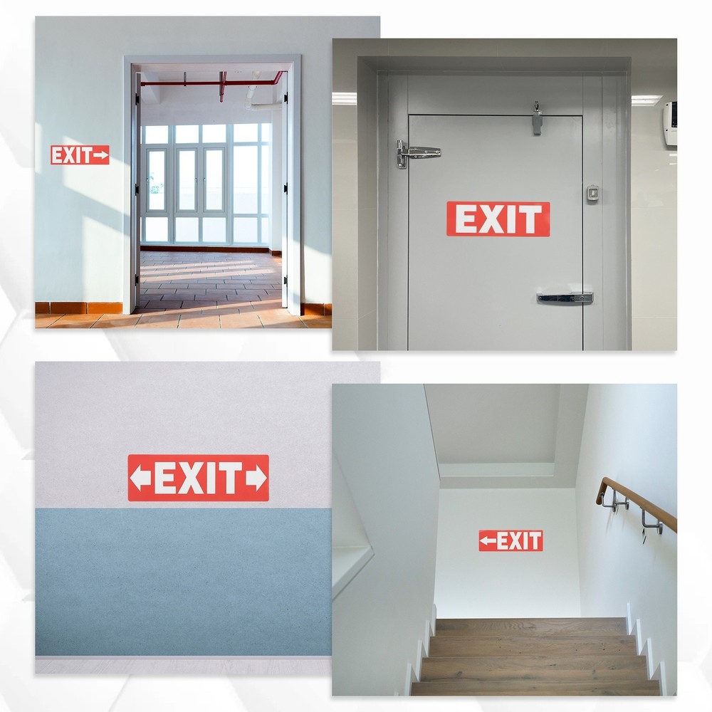 6Pcs Exit Signs Stickers Self-Adhesive Paper,White