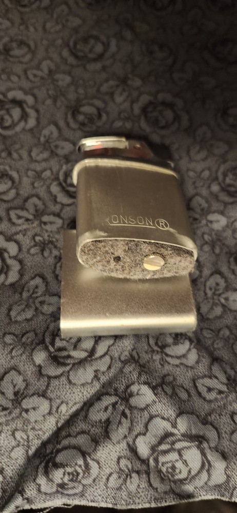 Vintage Ronson Brushed Aluminum & Chrome Automatic Lighter