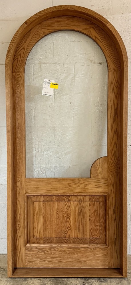 Rustic solid oak lumber arch top door solid wood storybook architectural glass