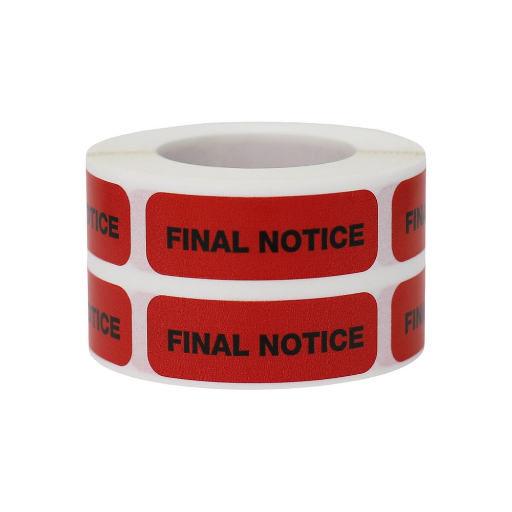 Final Notice - Warning Labels | 0.5 x 1.5" Rectangle - 500 Pack