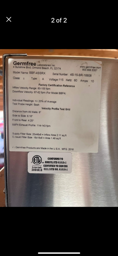Germfree laminar flow hood