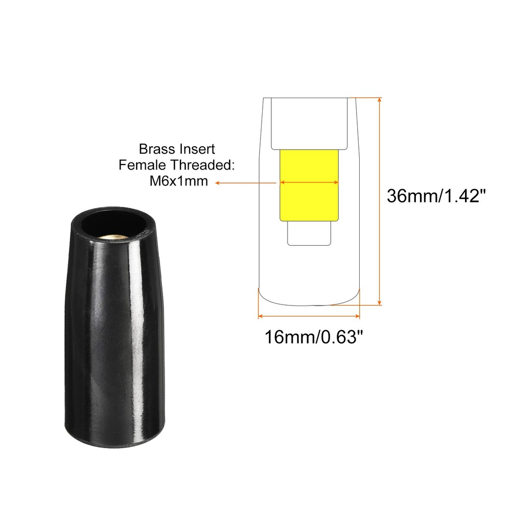 M6x36mm Female Threaded Hand Knobs Cylinder Brass Insert Handles for Machine