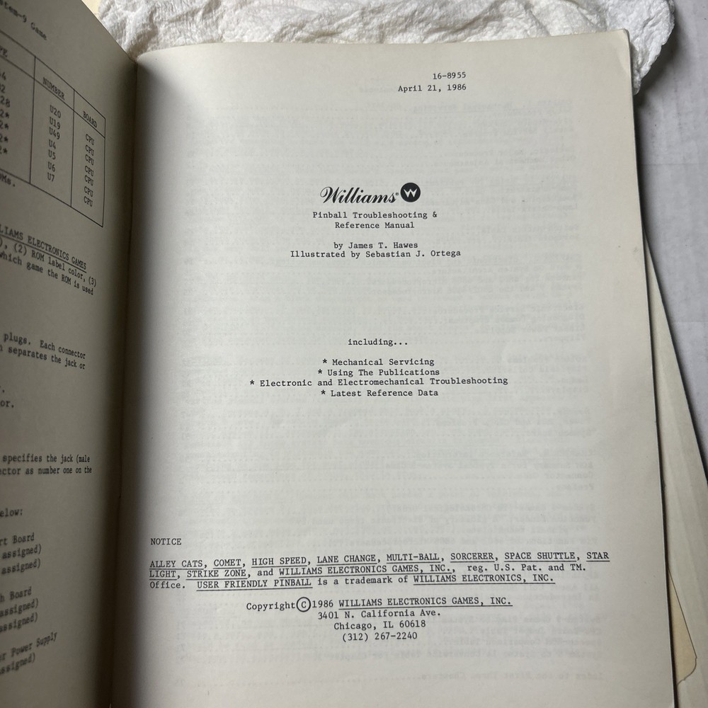 Williams Troubleshooting 1986 System 9 Pinball manual