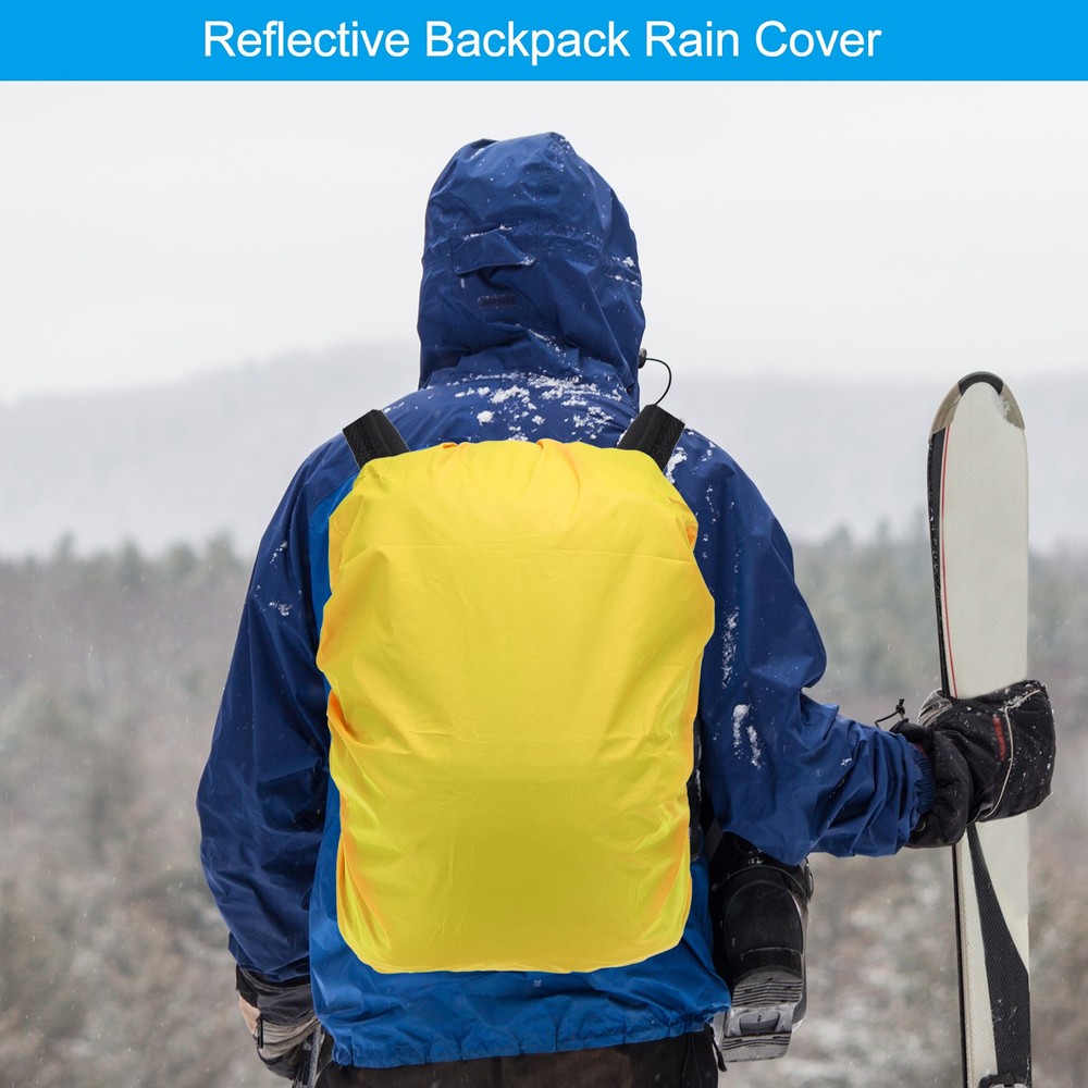 40-50L Backpack Rain Cover with Drawstring Bag, L, Fluorescent Yellow
