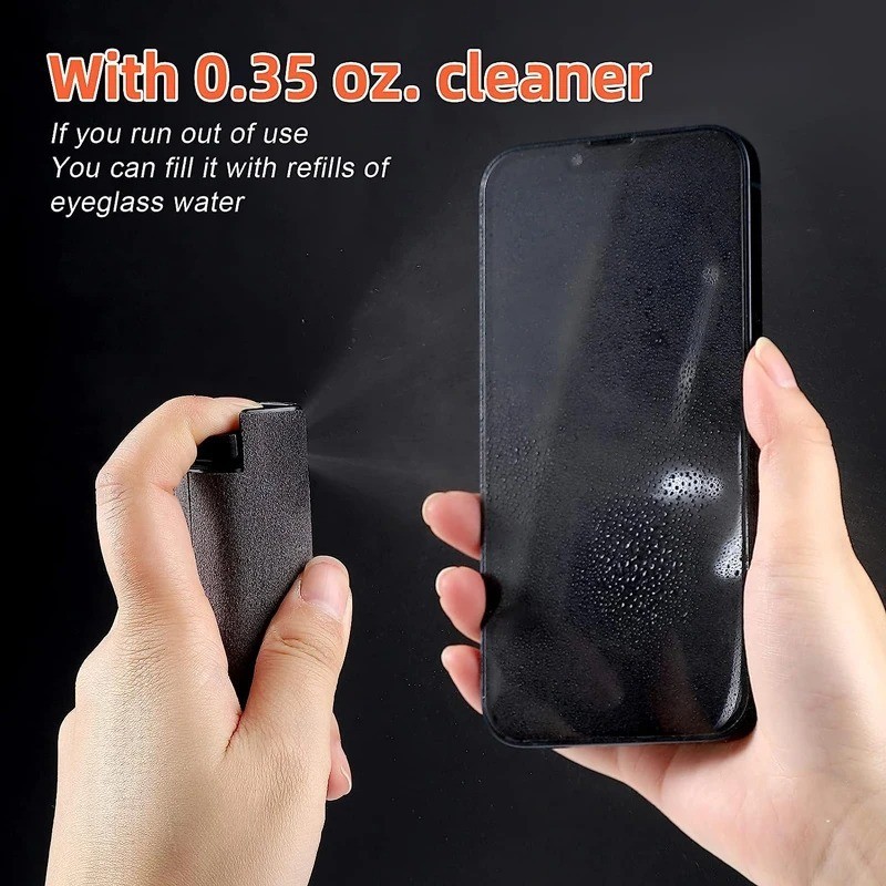 2-in-1 Microfiber Screen Cleaner Spray Bottle Mobile Tablet Computer