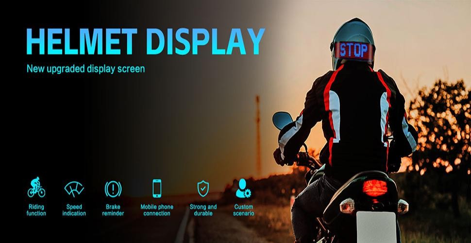 LED Helmet Display Rgb Programmable Warning Light Motorcycle Bike App Screen