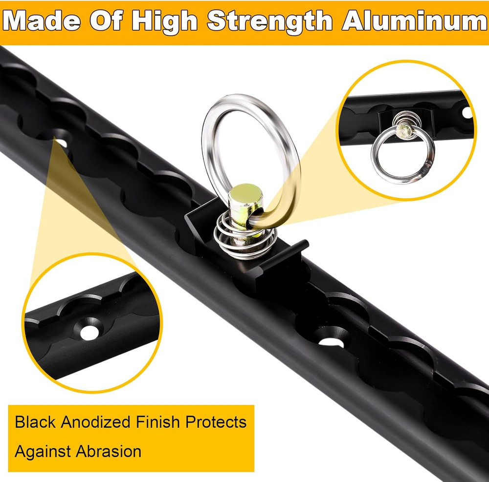 L Track Tie down System, Includes 2 Pack 4Ft Black Anodized Aluminum L-Track and