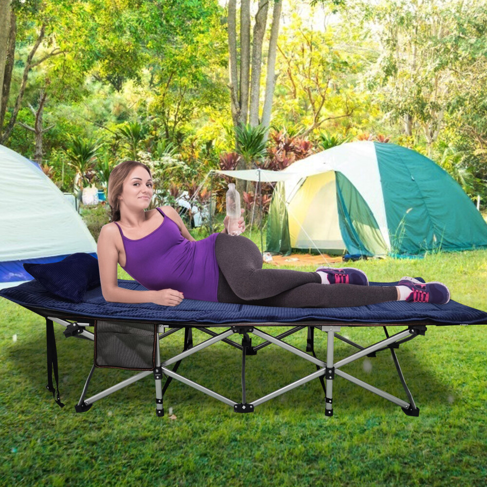 NAIZEA Padded Folding Camping Cot Mattress Cot Folding Sleeping Bed W/ Carry Bag
