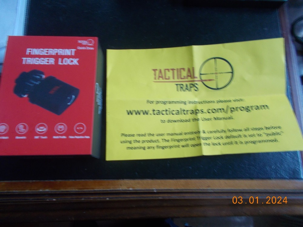 New in Box Tactical Traps Quick Draw Fingerprint Firearm Trigger Lock