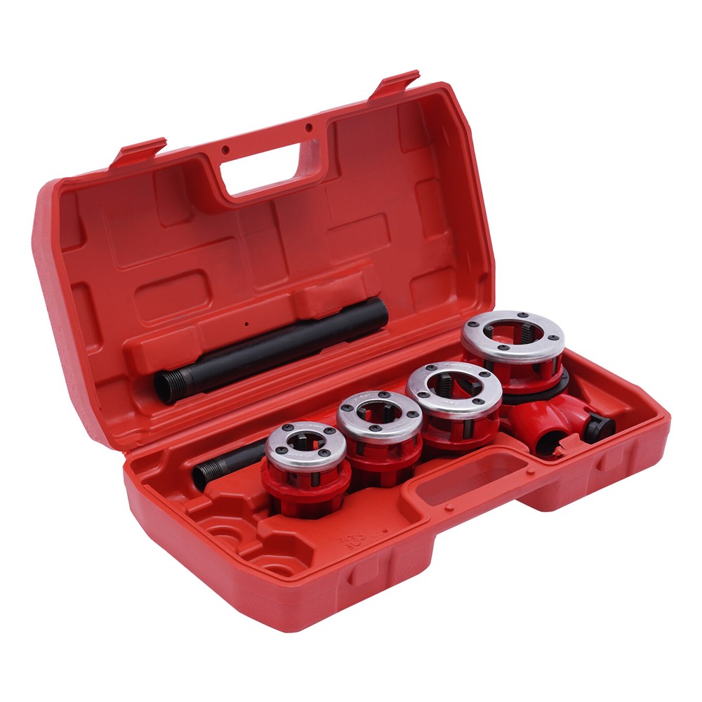 Pipe Threading Kit Pipe Threader 1/2''-1-1/4'' BSPT Plumber Set Die Dies Set Red
