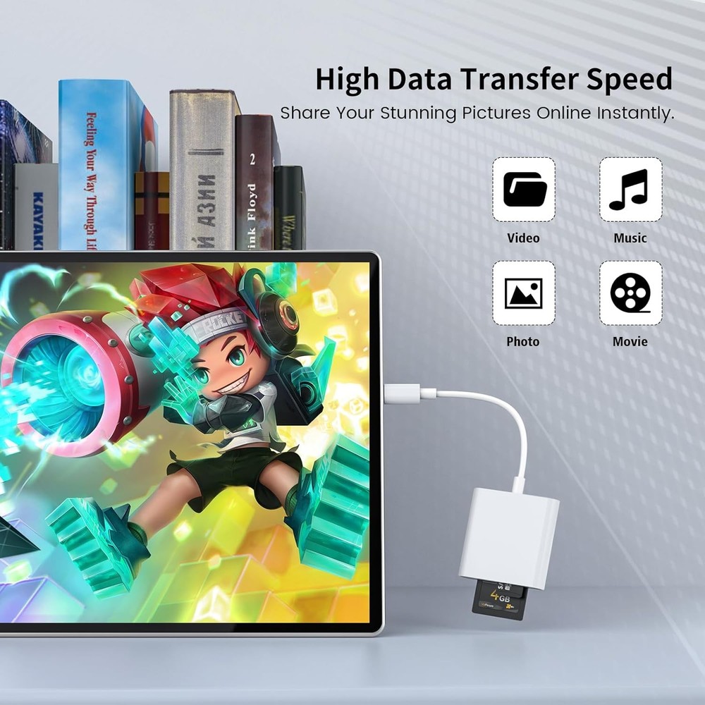 USB C SD Card Reader for iPhone 15 16/iPad/MacBook/Mac,Type C Memory Trail Camer