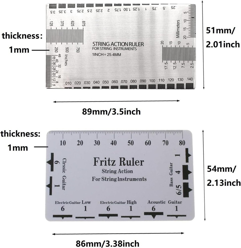Guitar Luthier Tool Set: String Action Gauge & Pitch Ruler for Precision Setup