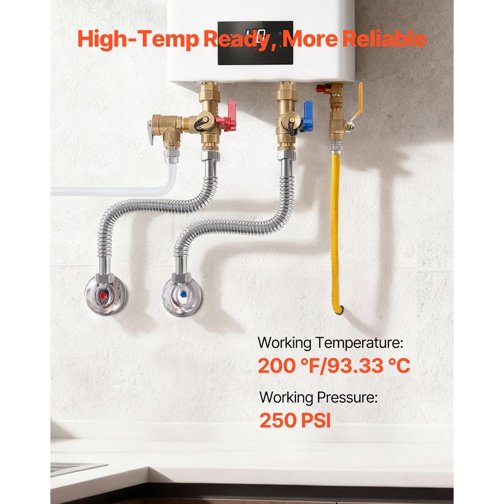 Uimoso 18-Inch Water Heater Flex Connector Kit for Kitchen Use