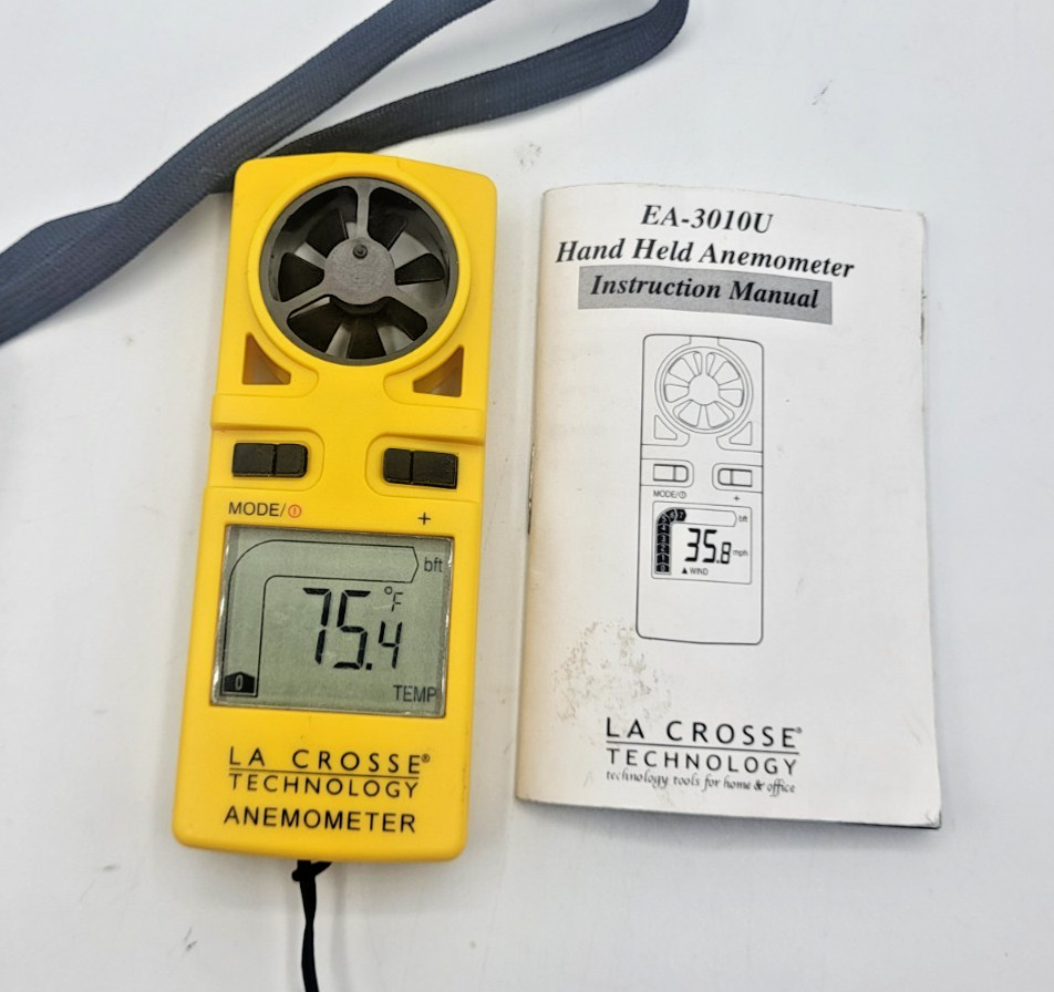 La Crosse Technology Anemometer with LCD Display Handheld EA-3010U EUC