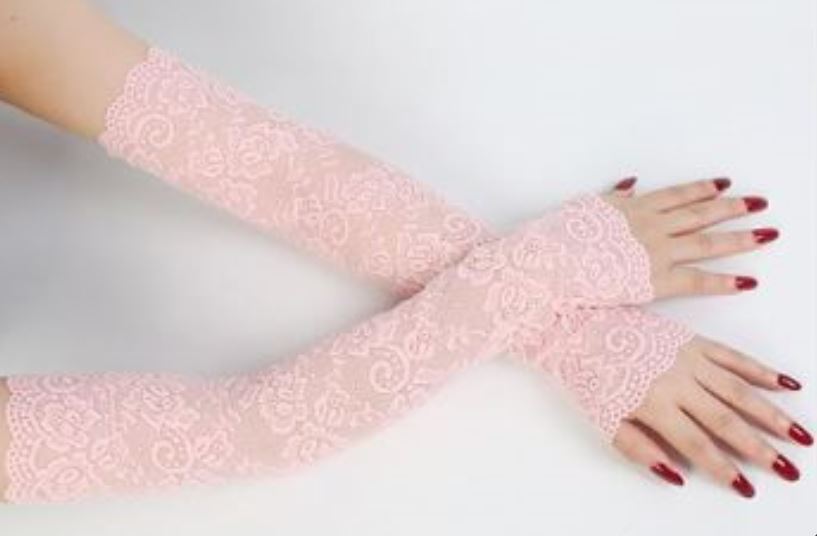 Extra Long Fingerless Gloves Lace Opera Stretch One Size