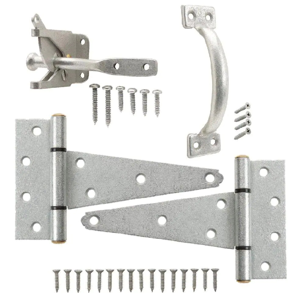Everbilt Heavy Duty Galvanized Gate Door Tee Hinge, Latch and Pull Handle Set