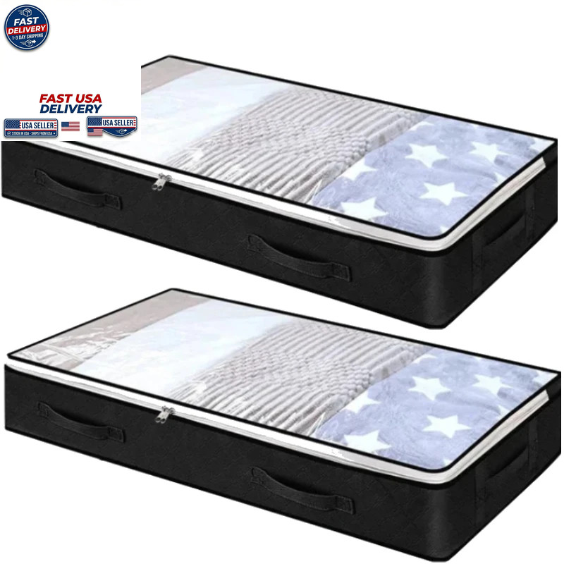 Under Bed Storage Bag Foldable Dustproof Quilt Clothes Organizer 60x45x15cm