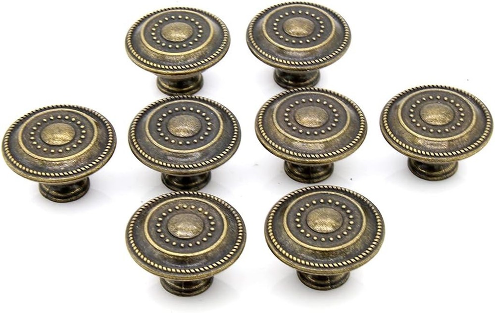 8 Vintage Antique Brass Drawer Knobs