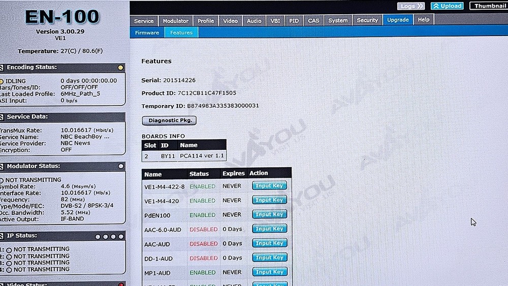 Adtec EN-100 1080 MultiCodec Encoder Modulator BISS QPSK QAM APSK L-Band IF