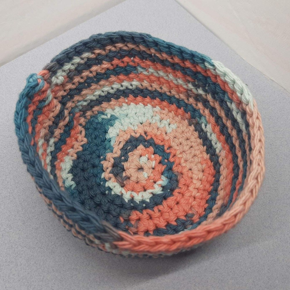 Mixed Stripe Cotton Crocheted Basket