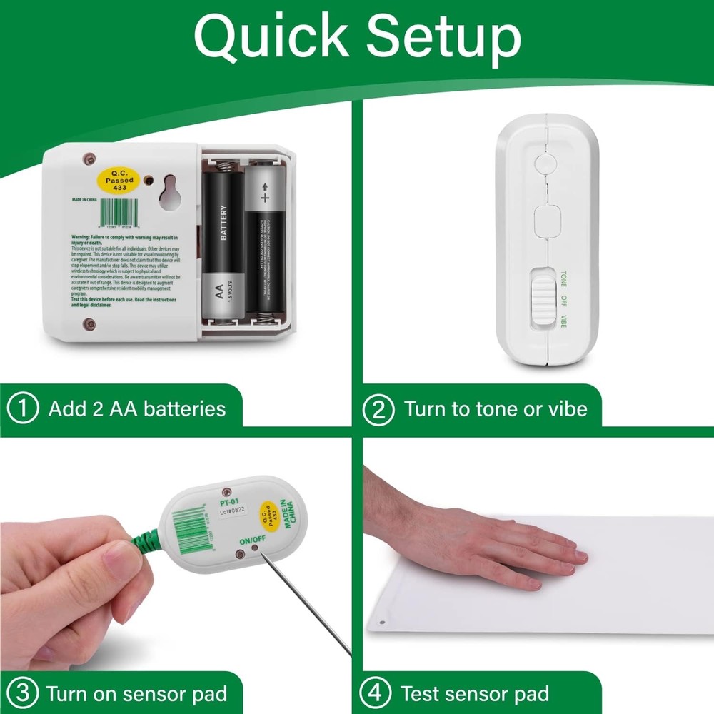 ~NEW~Smart Caregiver Wireless Bed Exit Sensor Alarm & Audio+ Pager Alert System
