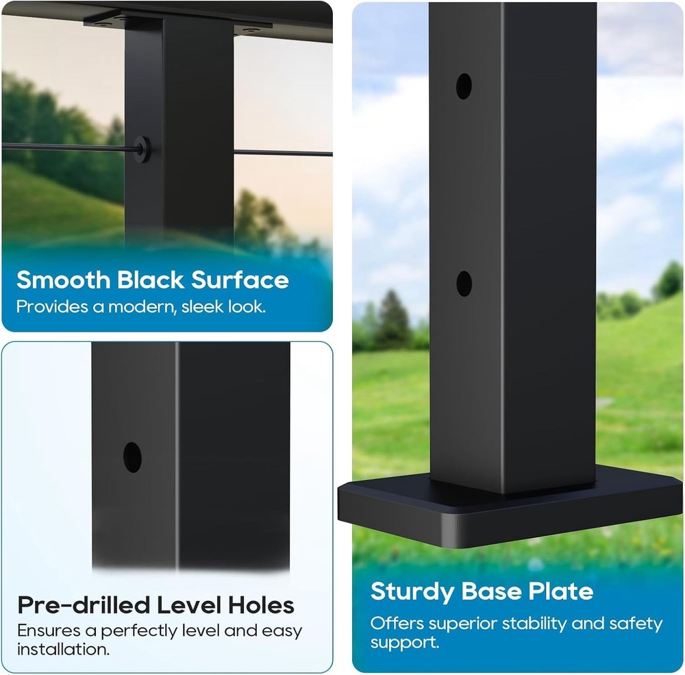 Level Drilled Cable Railing Post 36" (35"X2"x2")