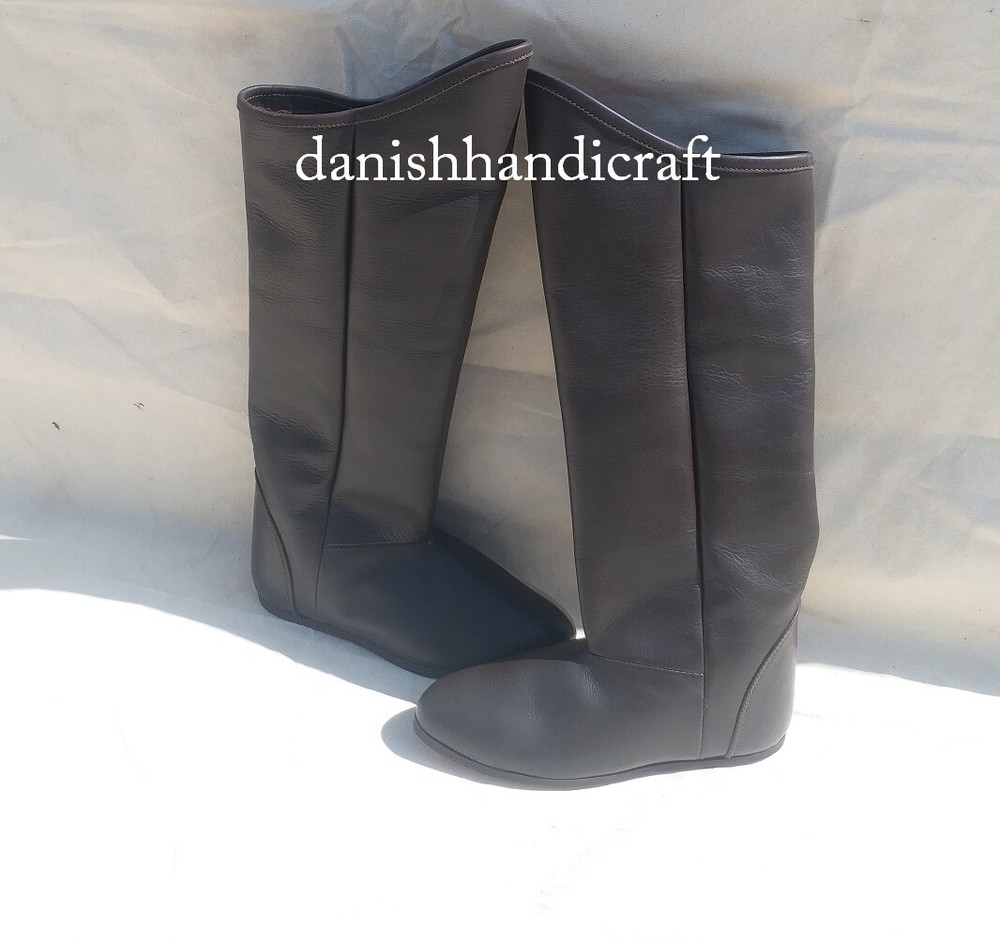 Medieval Era Leather pull on boots pair leather long footwear pair new