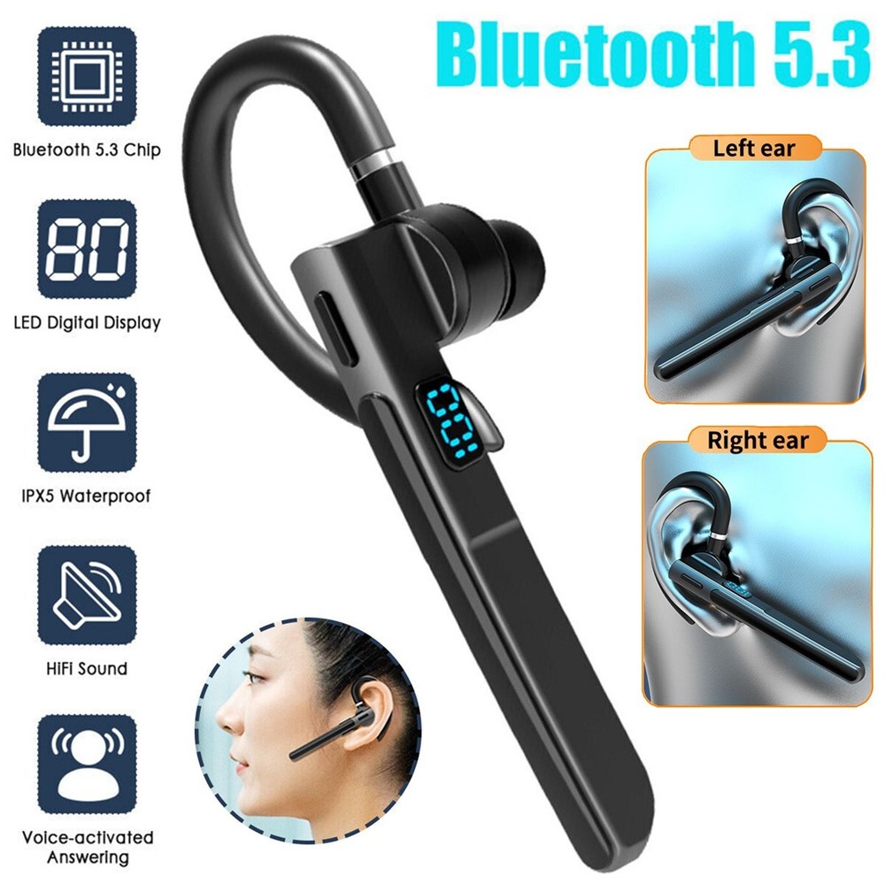 Bluetooth 5.2 Earpiece Wireless Headset Driving Trucker Earbuds Noise Cancelling