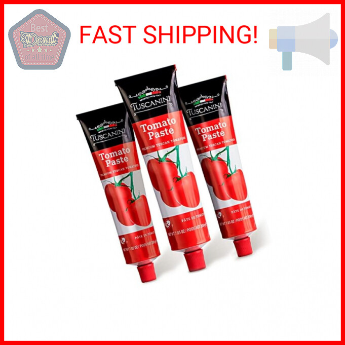 Tuscanini Premium Double Concentrated Tomato Paste Tube, 7.5oz (3 Pack) Made wit