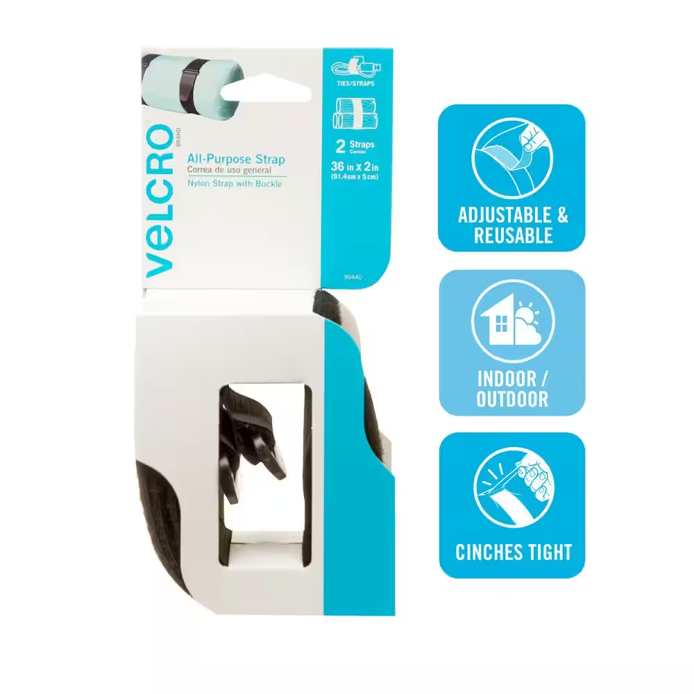 VELCRO 3 Ft. X 2 In. Velstrap Straps All Purpose Strap with Buckle (2-pack)