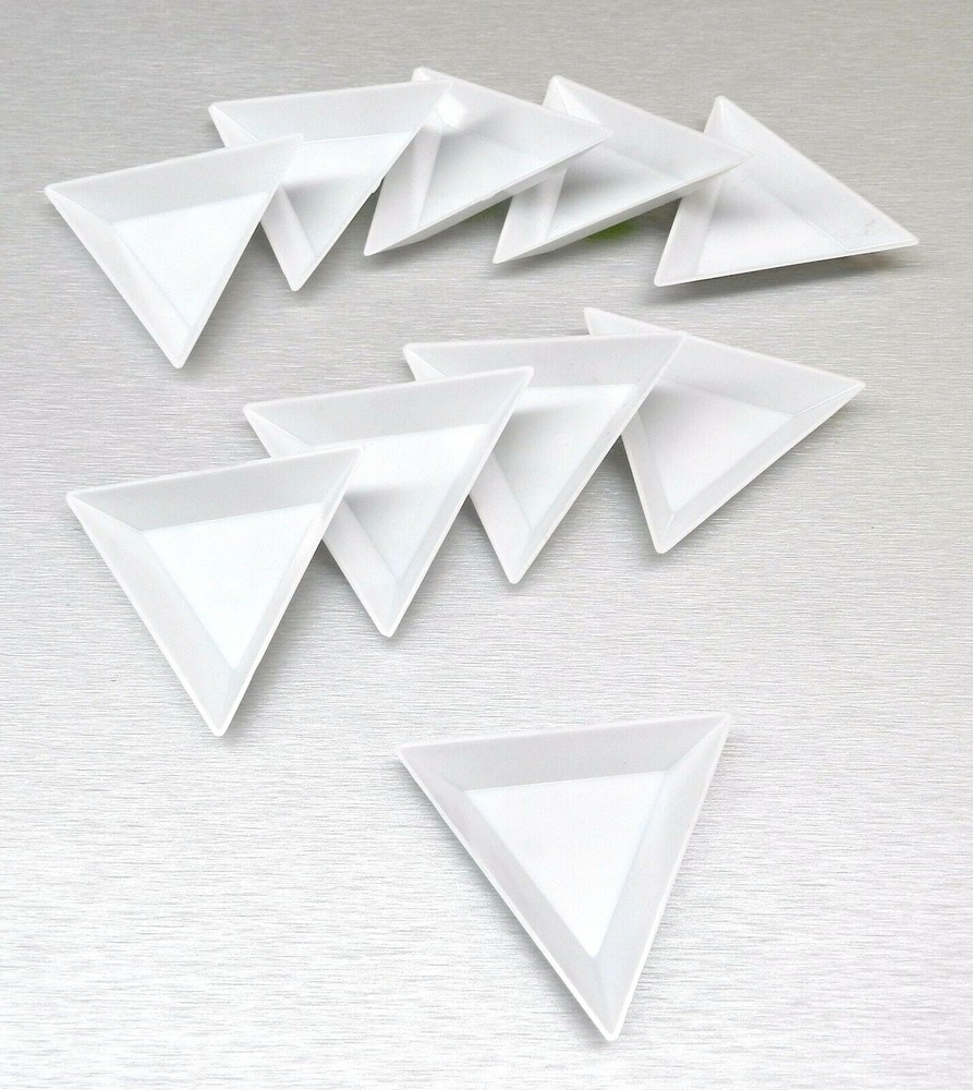 Sorting Trays Plastic Triangular White 10 Pcs Beads Colored Stones Crafts Hobby