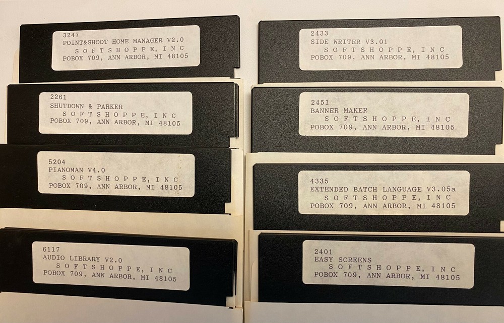 28 Vintage Softshoppe Shareware Programs on 5-1/4 Disks Utilities Games Other