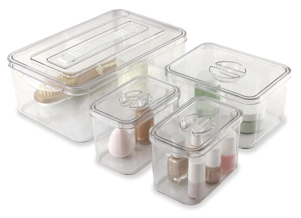 Swissco Stackable & Nesting 4 Piece Plastic Organizing Storage Bins