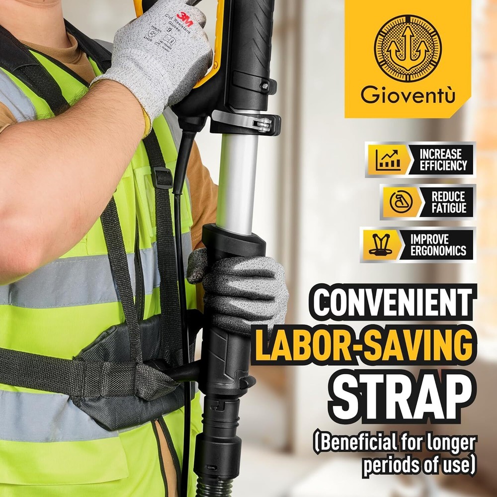 Drywall Sander with Labor-Saving Strap for Drywall with Vacuum Attachment 7Speed