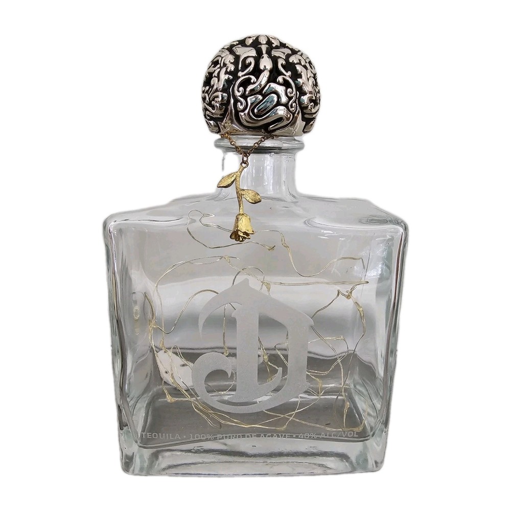 Deleon Platinum Tequila Bottle Repurposed, Lighted Bar Decor