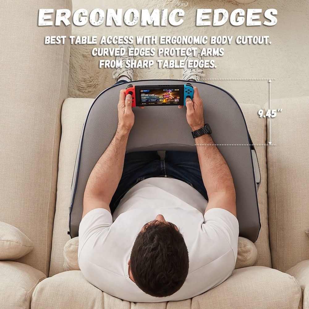 cooloo8 Reading Pillow with Armrests – Extra Large Memory Foam Large, Grey