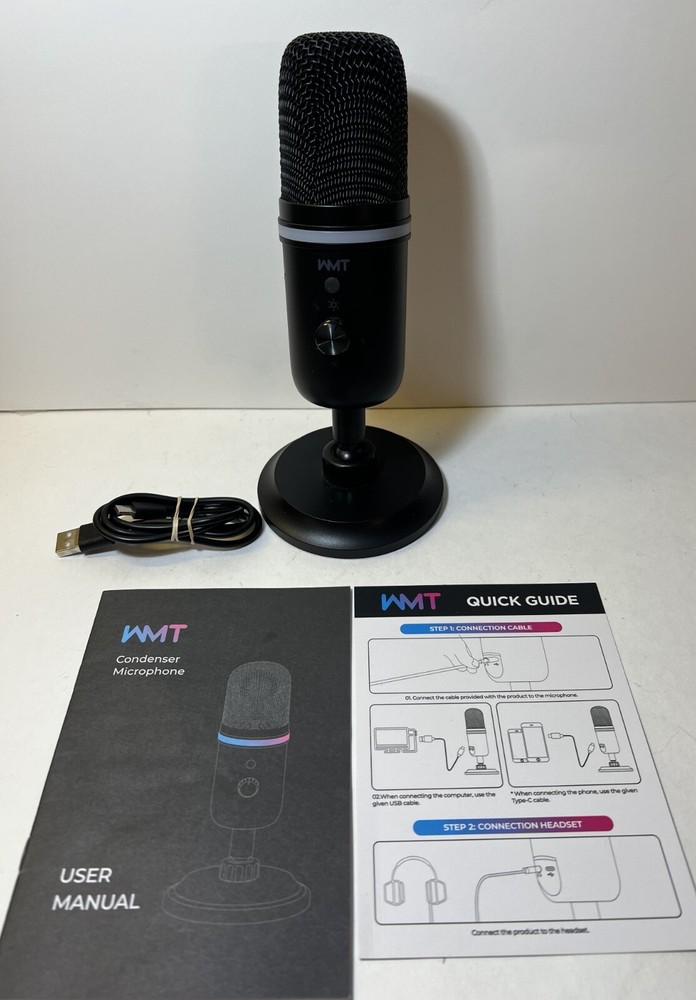 WMT USB Microphone - Condenser for Gaming - Black Missing Type C Cable
