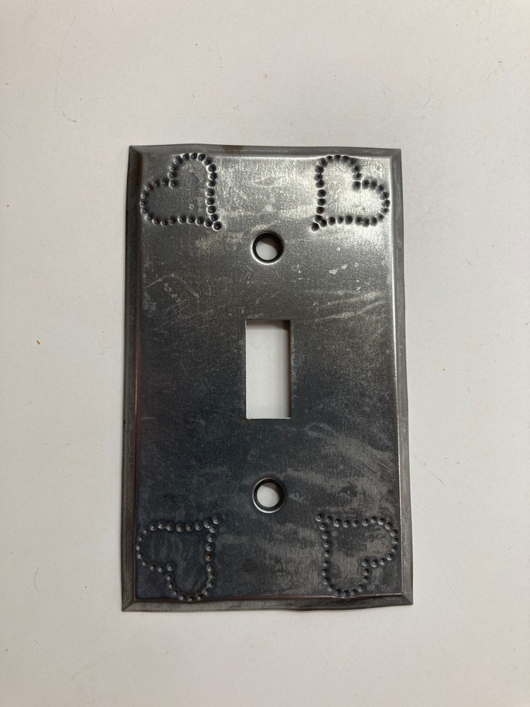 Single Light Switch Wall Plate Tin punched heart design Vintage