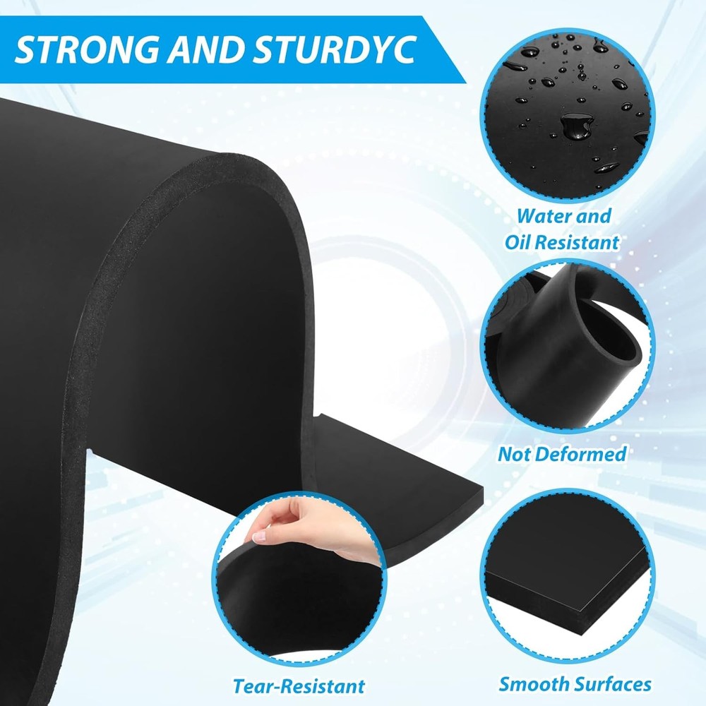 2 Rolls Rubber Sheet, 1/4" Thick X 4" Wide X 10' Long Solid Rubber Strips Roll..